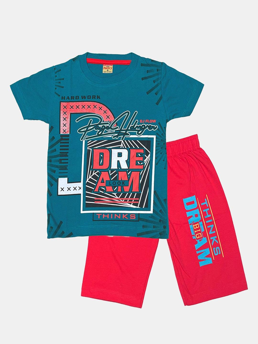 peerless wear boys printed pure cotton t-shirt with shorts