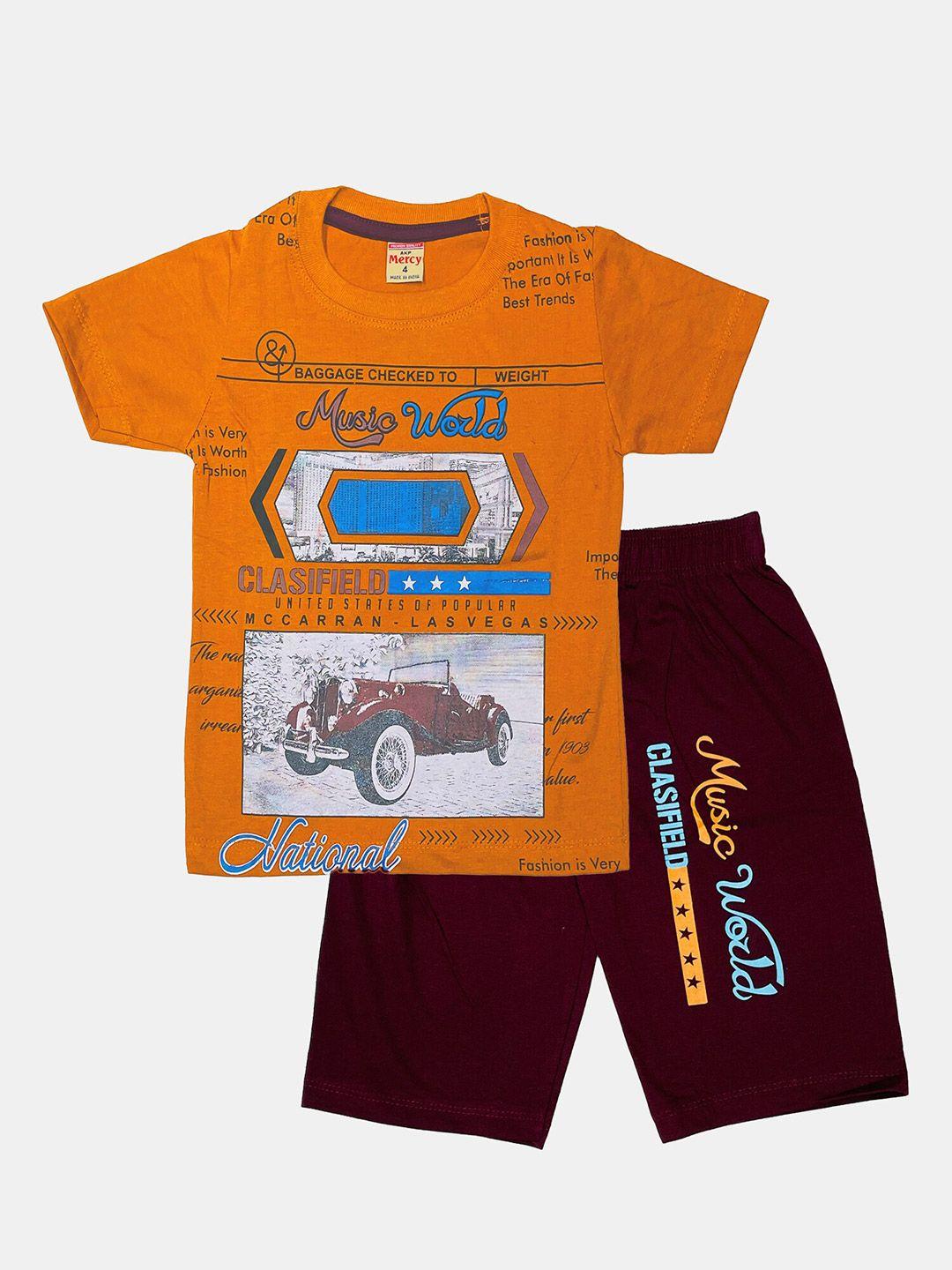 peerless wear boys printed pure cotton t-shirt with shorts