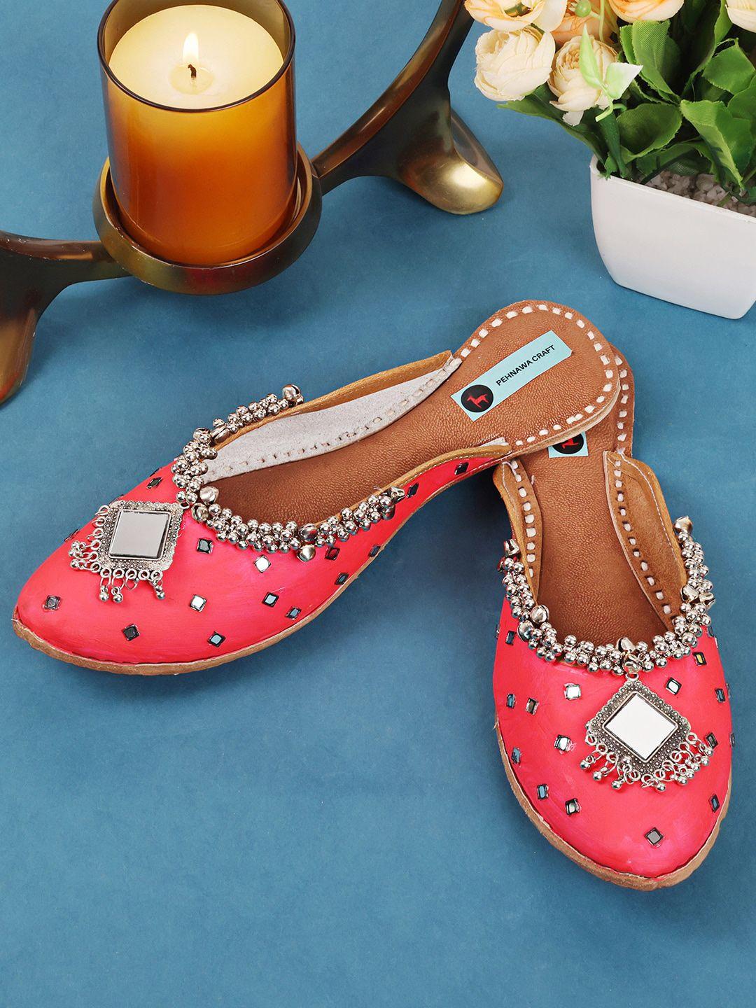 pehnawacraft embellished leather mules