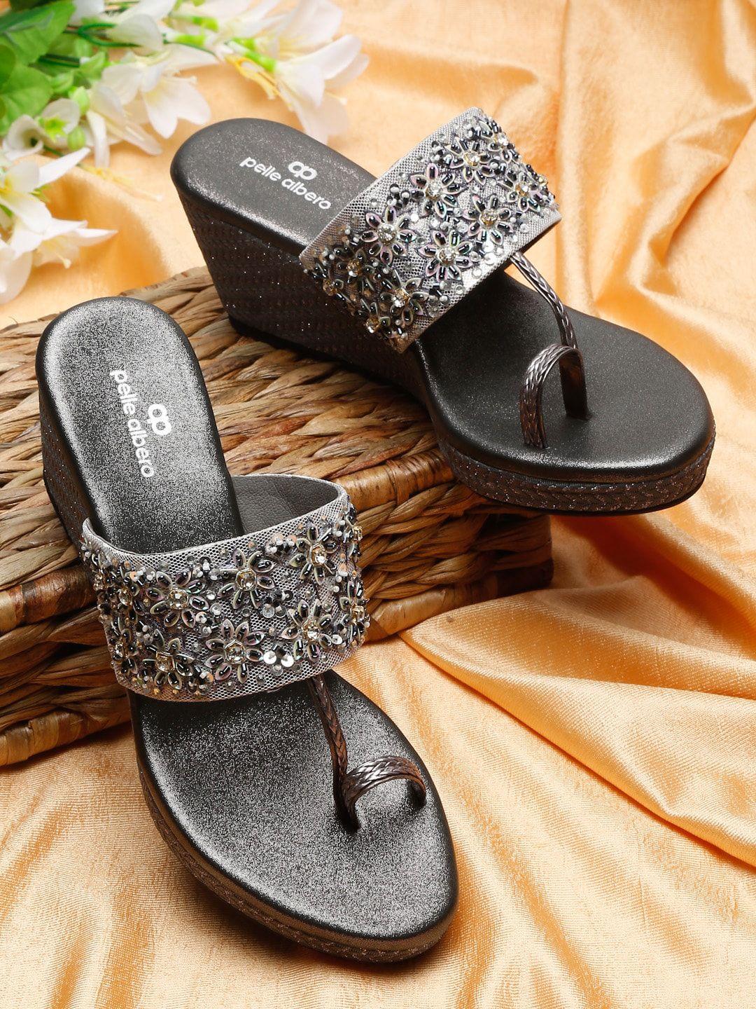 pelle albero charcoal embellished party wedges