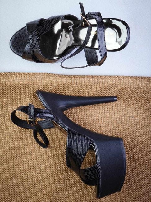 pelle albero women's black ankle strap stilettos