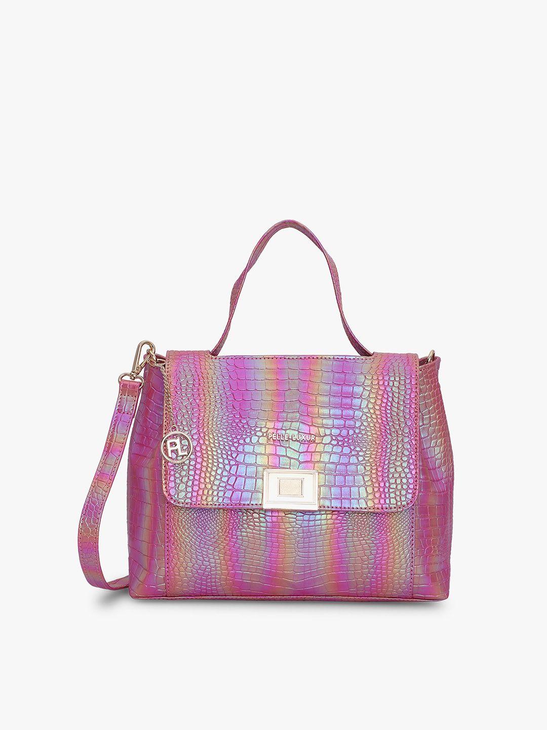 pelle luxur textured pu structured satchel bag