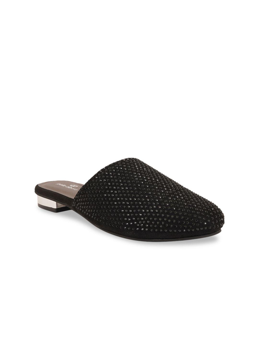 pelle albero black embellished party block mules