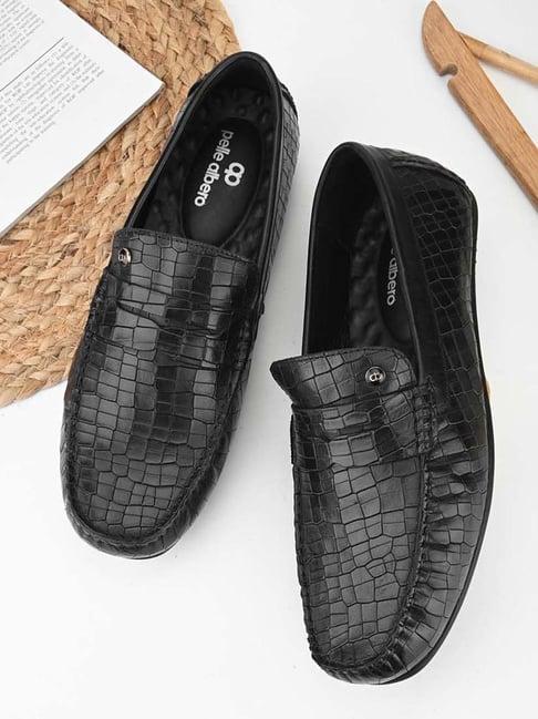 pelle albero men's black casual loafers