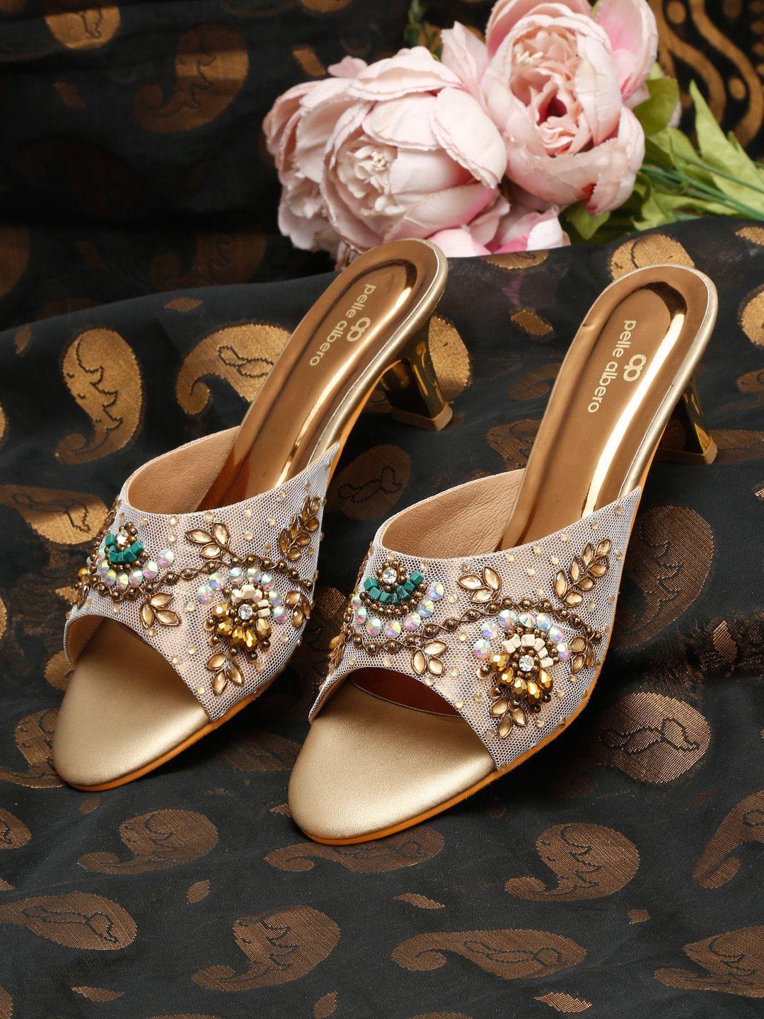 pelle albero rose gold embellished party kitten heels