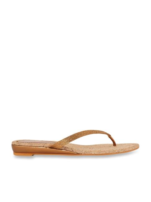 pelle albero women's antique gold thong sandals