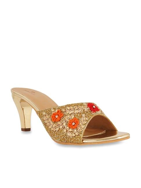 pelle albero women's gold ethnic stilettos