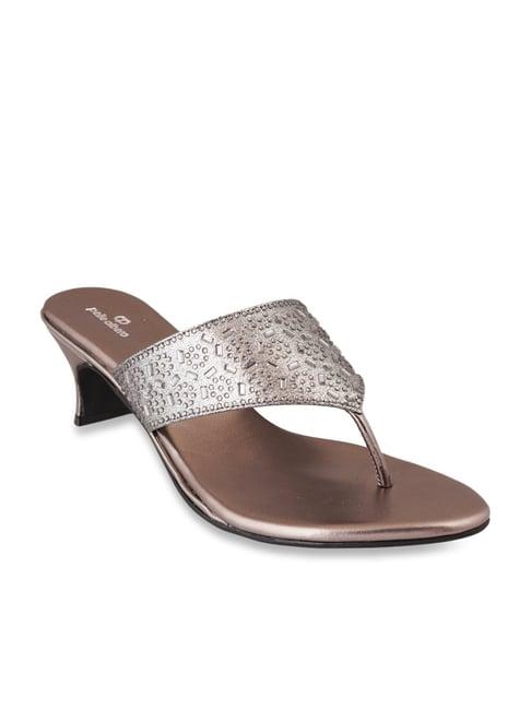 pelle albero women's gun metal thong sandals