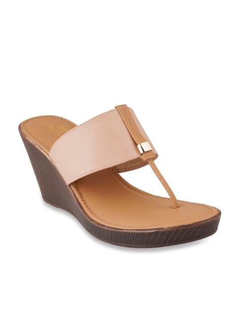 pelle albero women's peach thong wedges