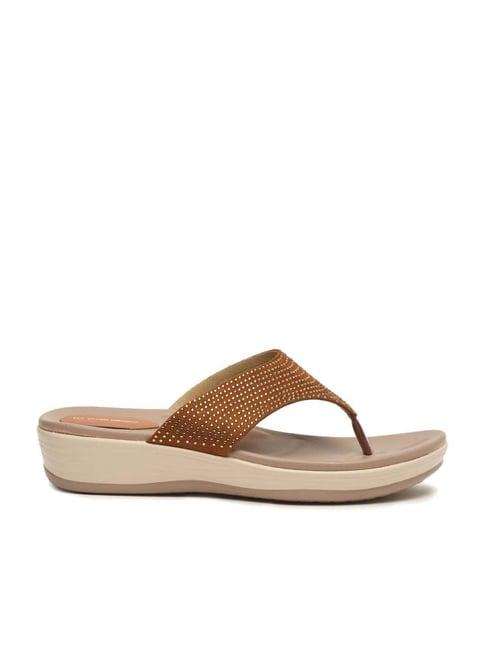 pelle albero women's tan thong wedges