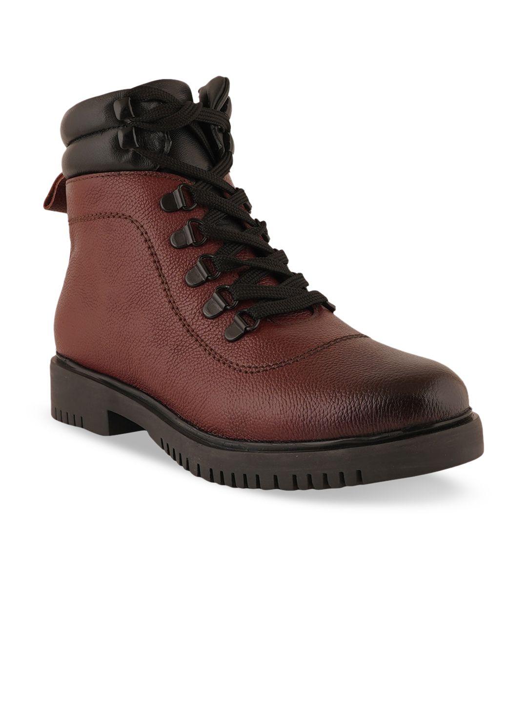 pelle albero women maroon leather block heeled boots