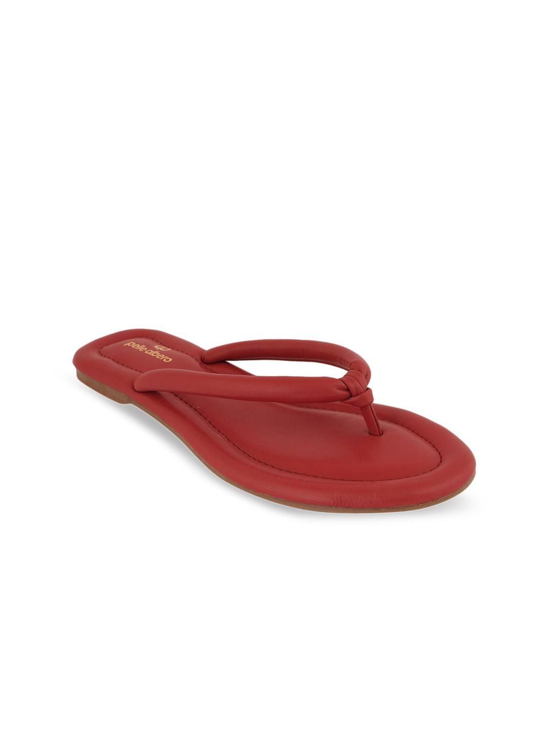 pelle albero women maroon solid t-strap flats