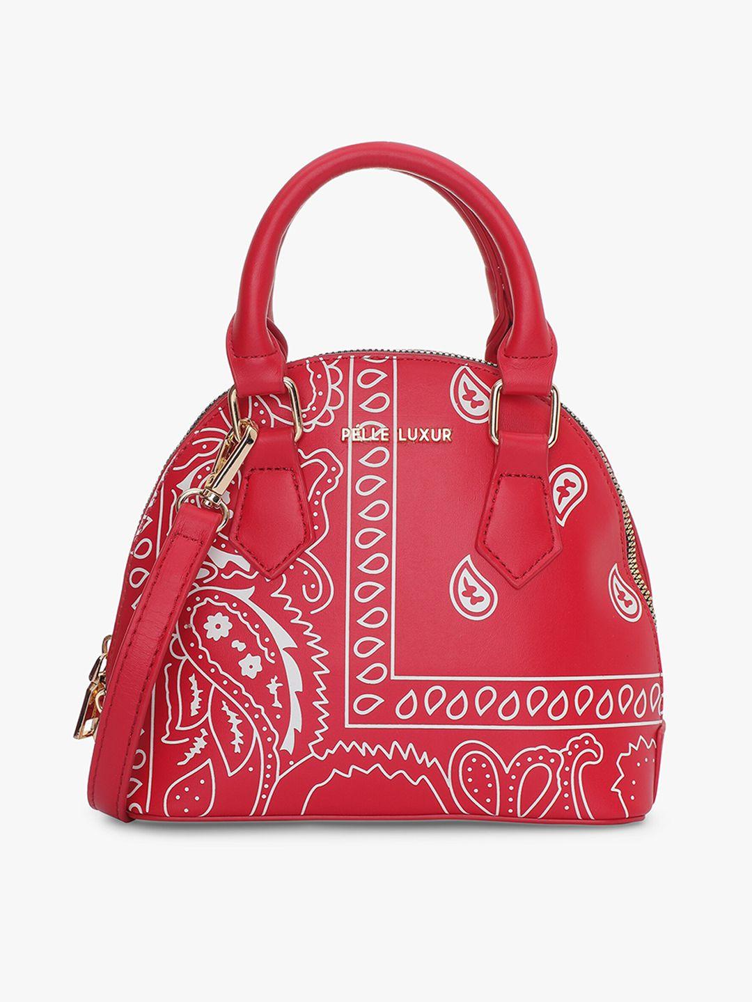 pelle luxur ethnic motifs printed structured handheld bag