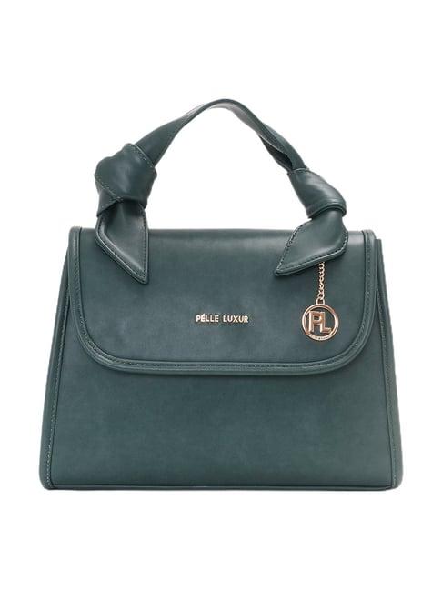 pelle luxur green medium satchel handbag