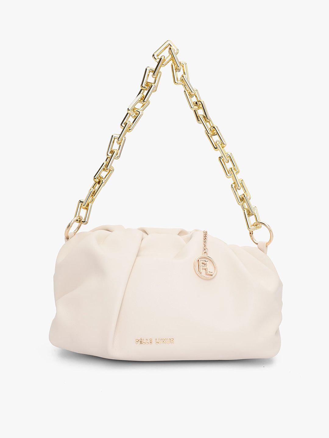 pelle luxur off white pu shopper shoulder bag