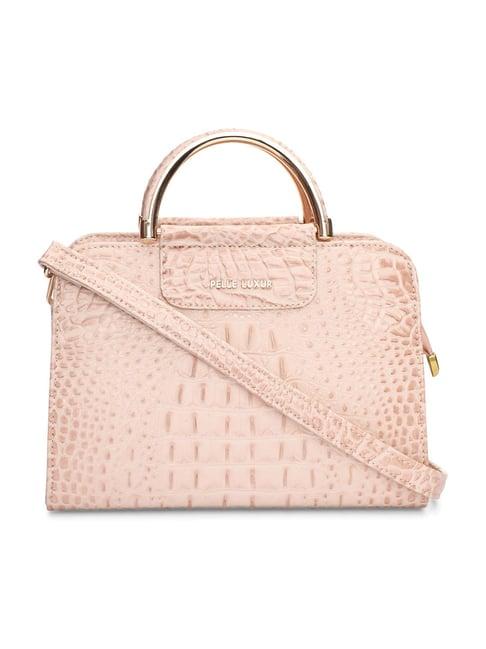 pelle luxur peach textured medium viviana satchel handbag