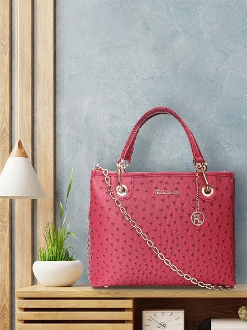 pelle luxur pink textured medium handbag