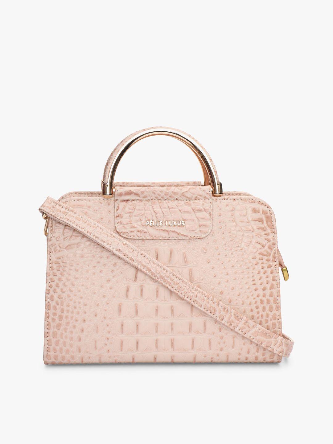 pelle luxur textured structured handheld bag