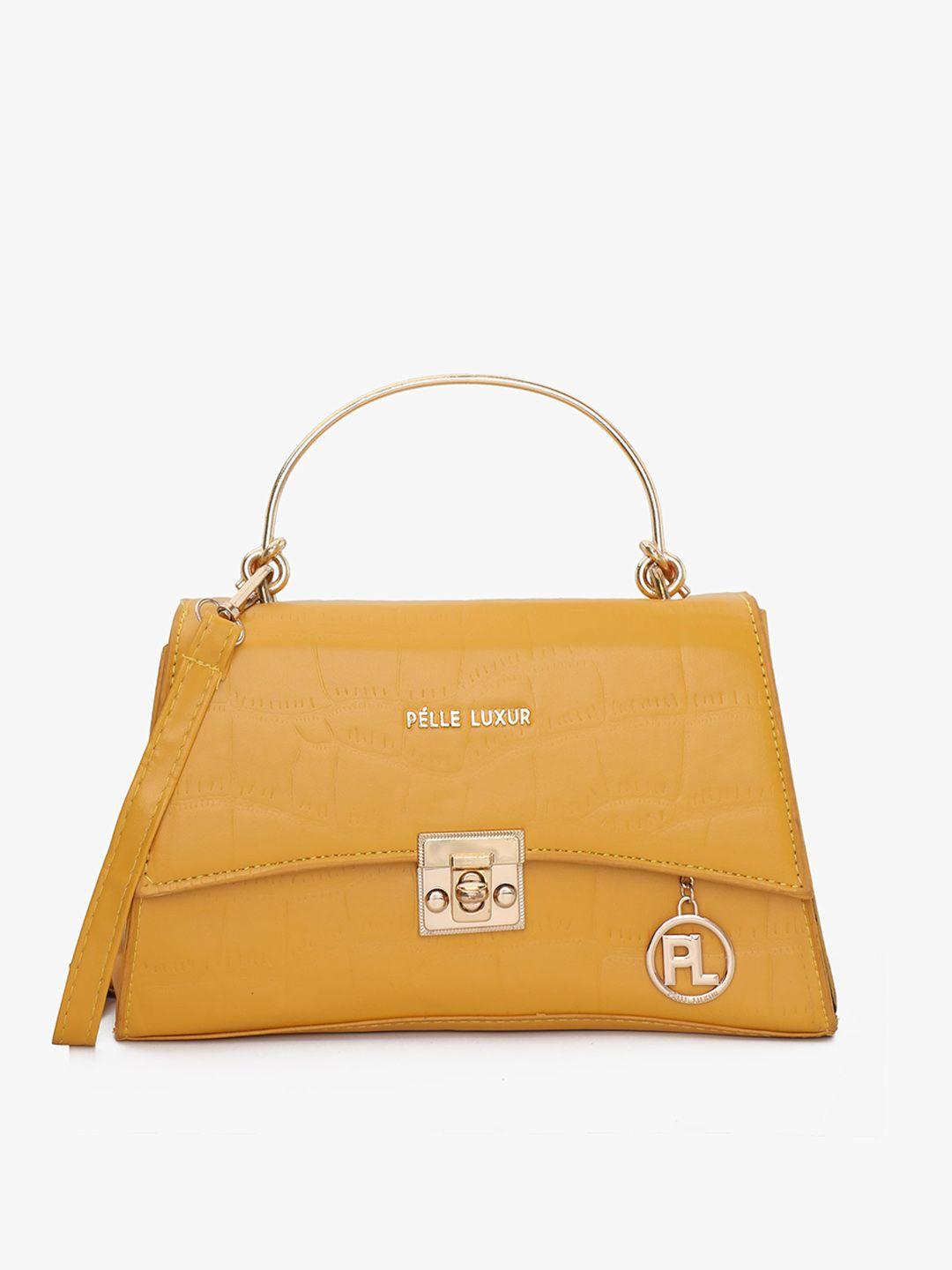 pelle luxur yellow pu structured satchel