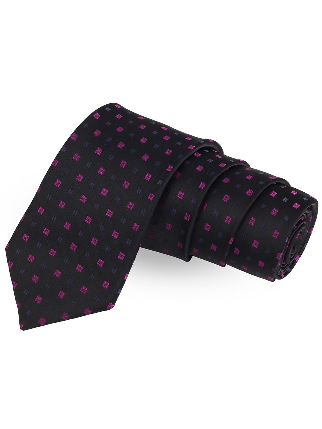 peluche black printed broad tie