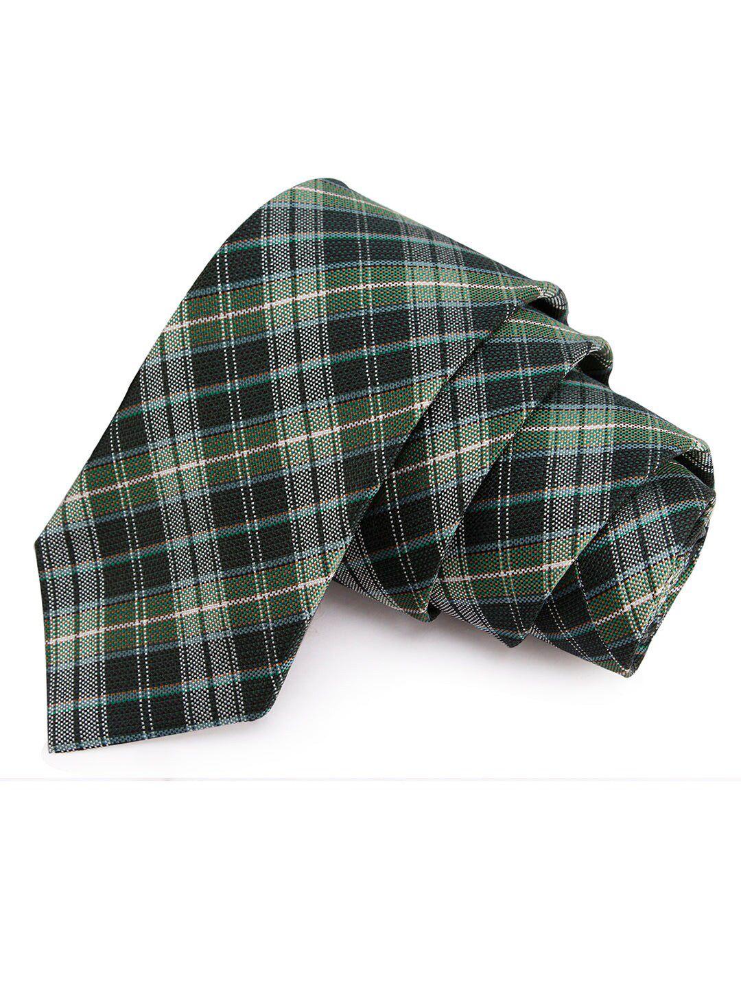 peluche men green & grey checked broad tie
