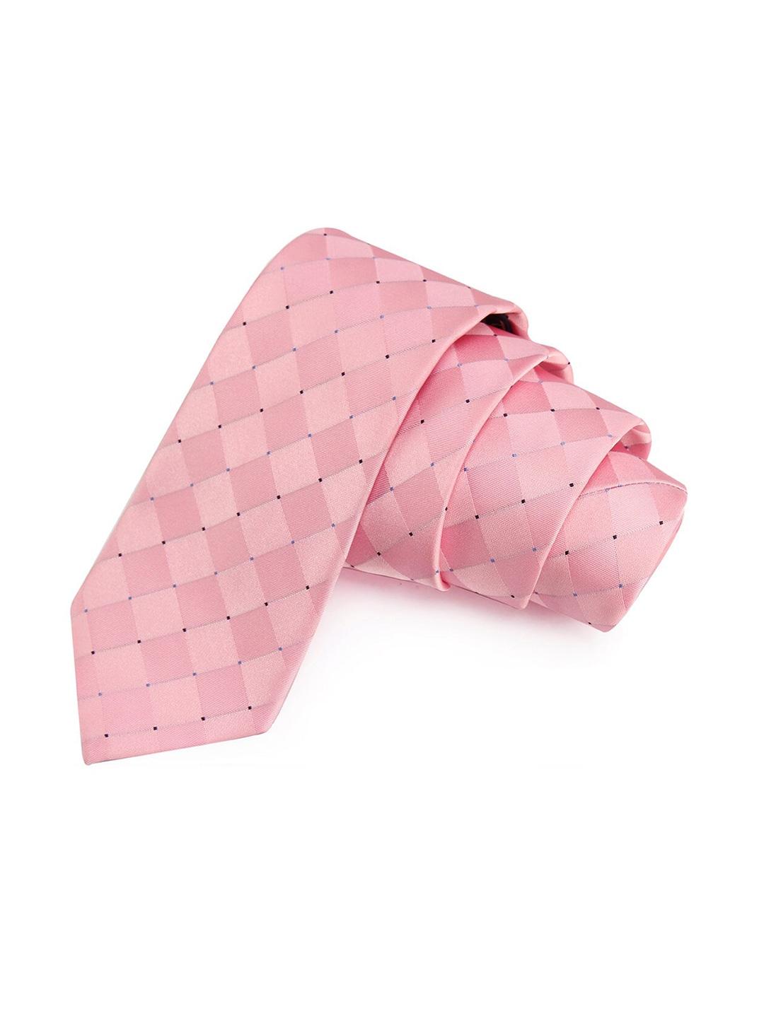 peluche men pink checked broad tie