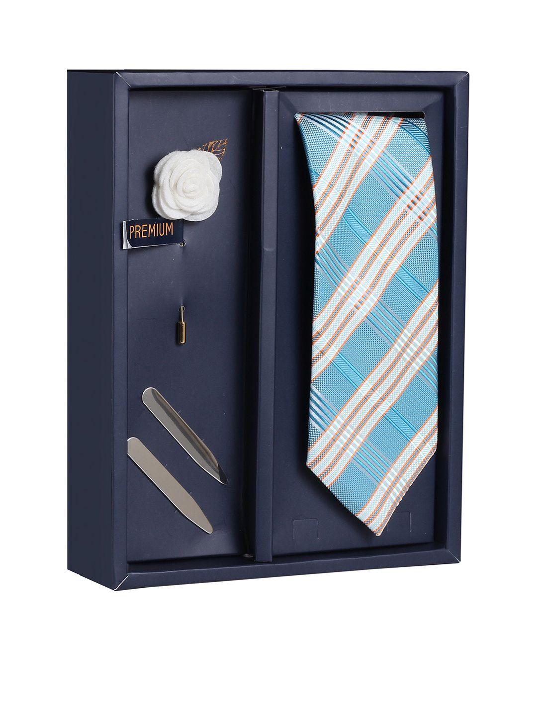 peluche the graceful oper blue & orange striped broad tie gift box
