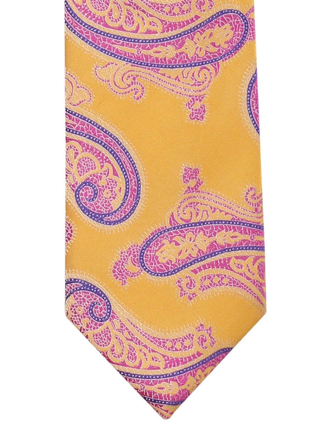 peluche yellow printed broad tie