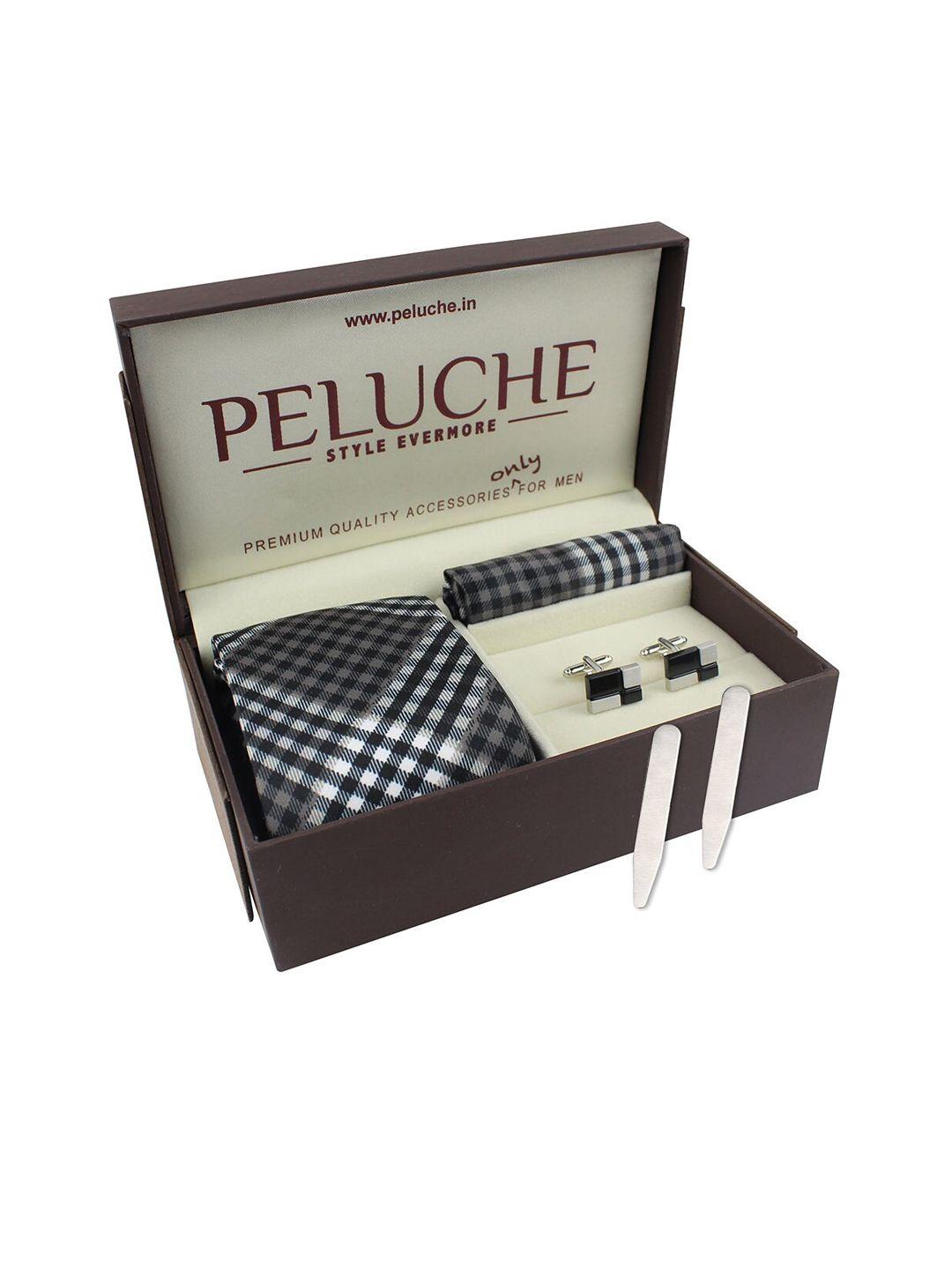 peluche black & silver-toned pure cotton accessory gift set