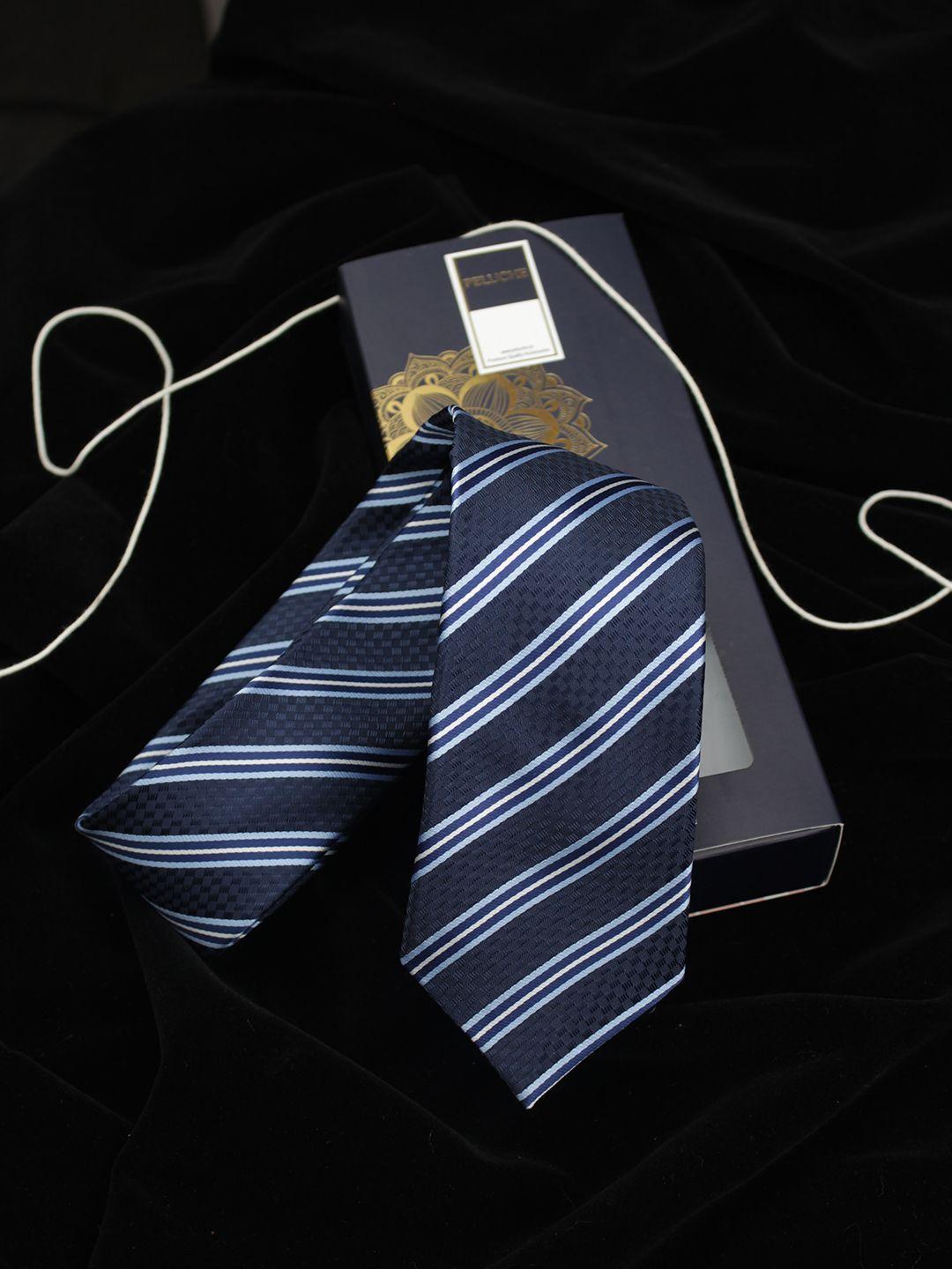 peluche blue & multicoloured striped broad tie