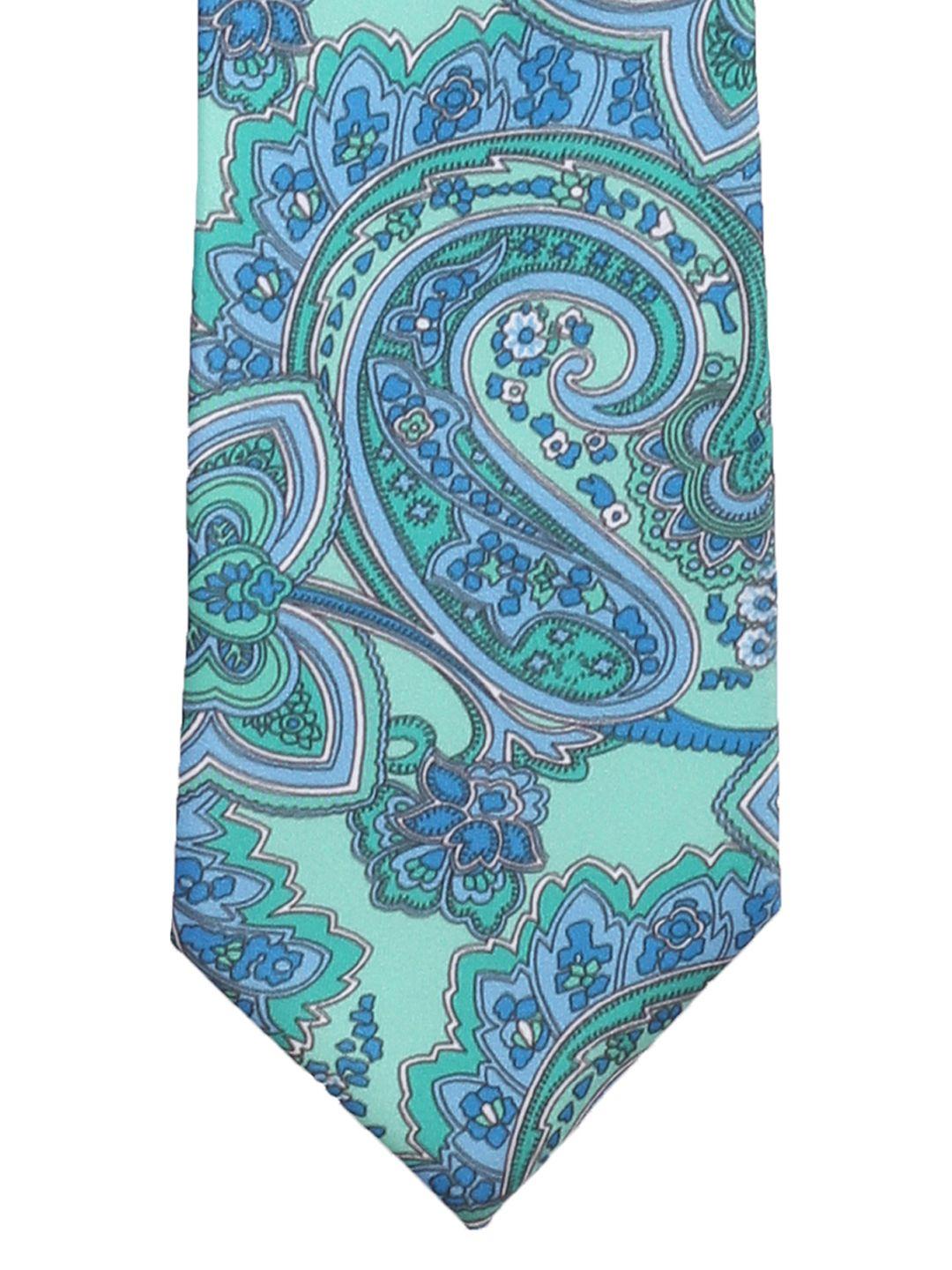 peluche blue & sea green woven design broad tie