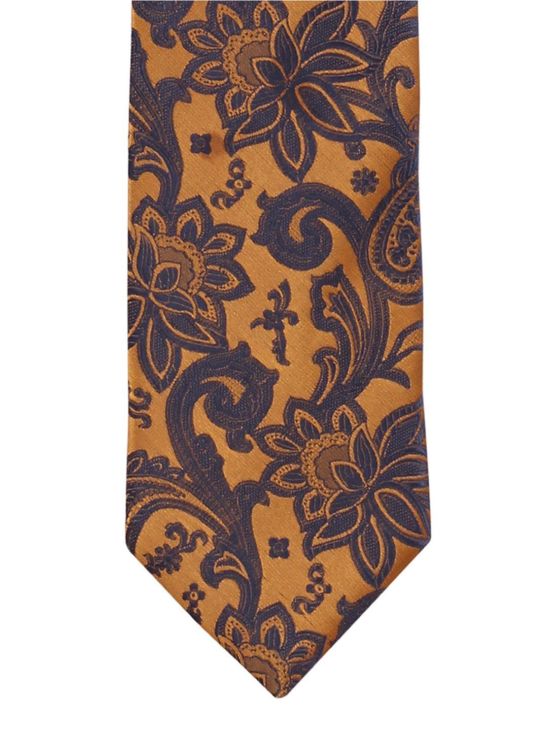 peluche brown & navy blue printed broad tie