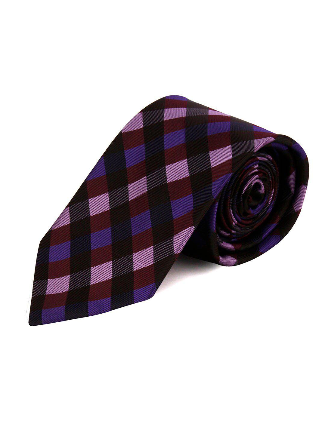 peluche men maroon & purple checked broad tie