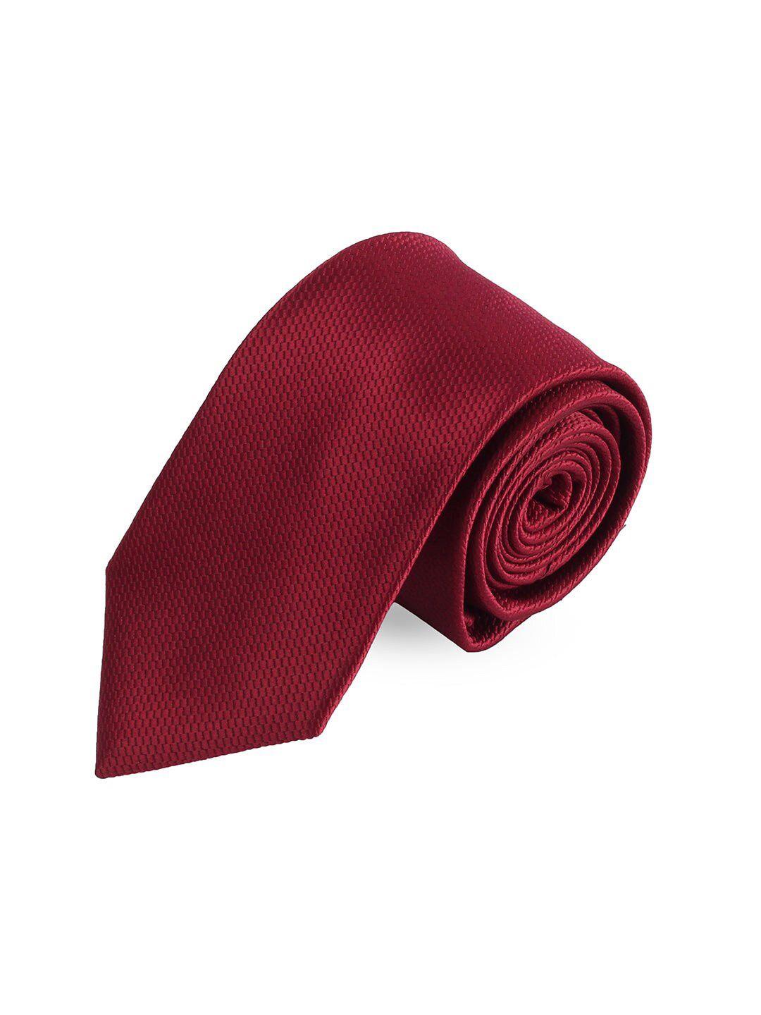peluche men maroon woven design broad tie