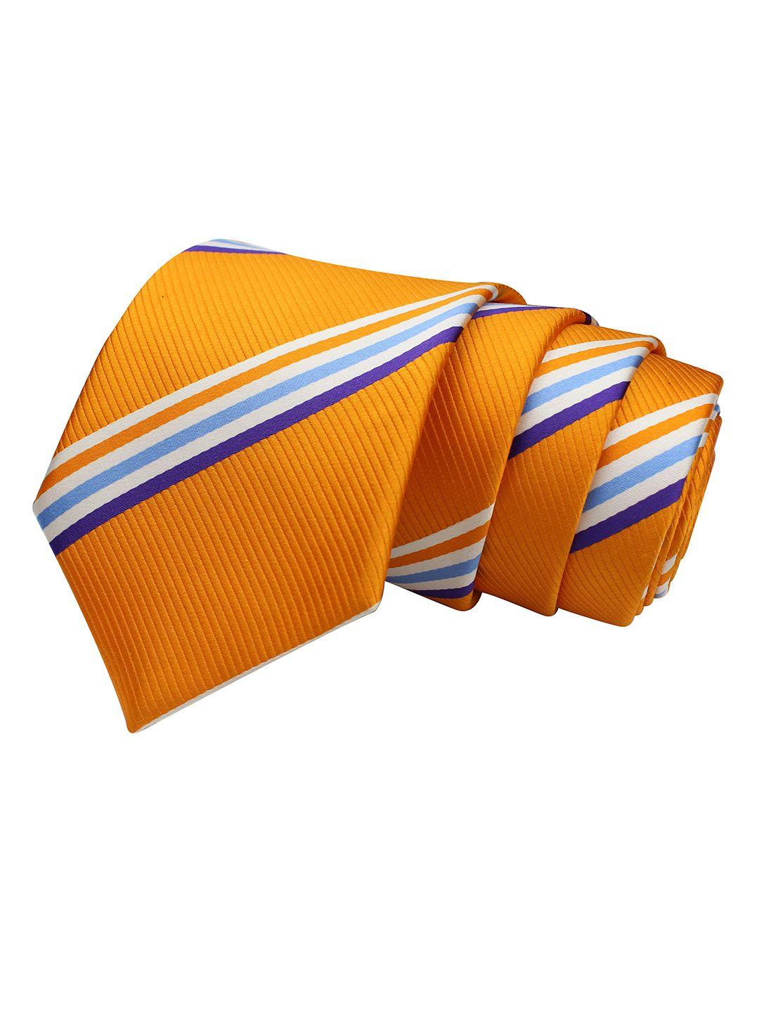 peluche men orange & beige striped broad tie