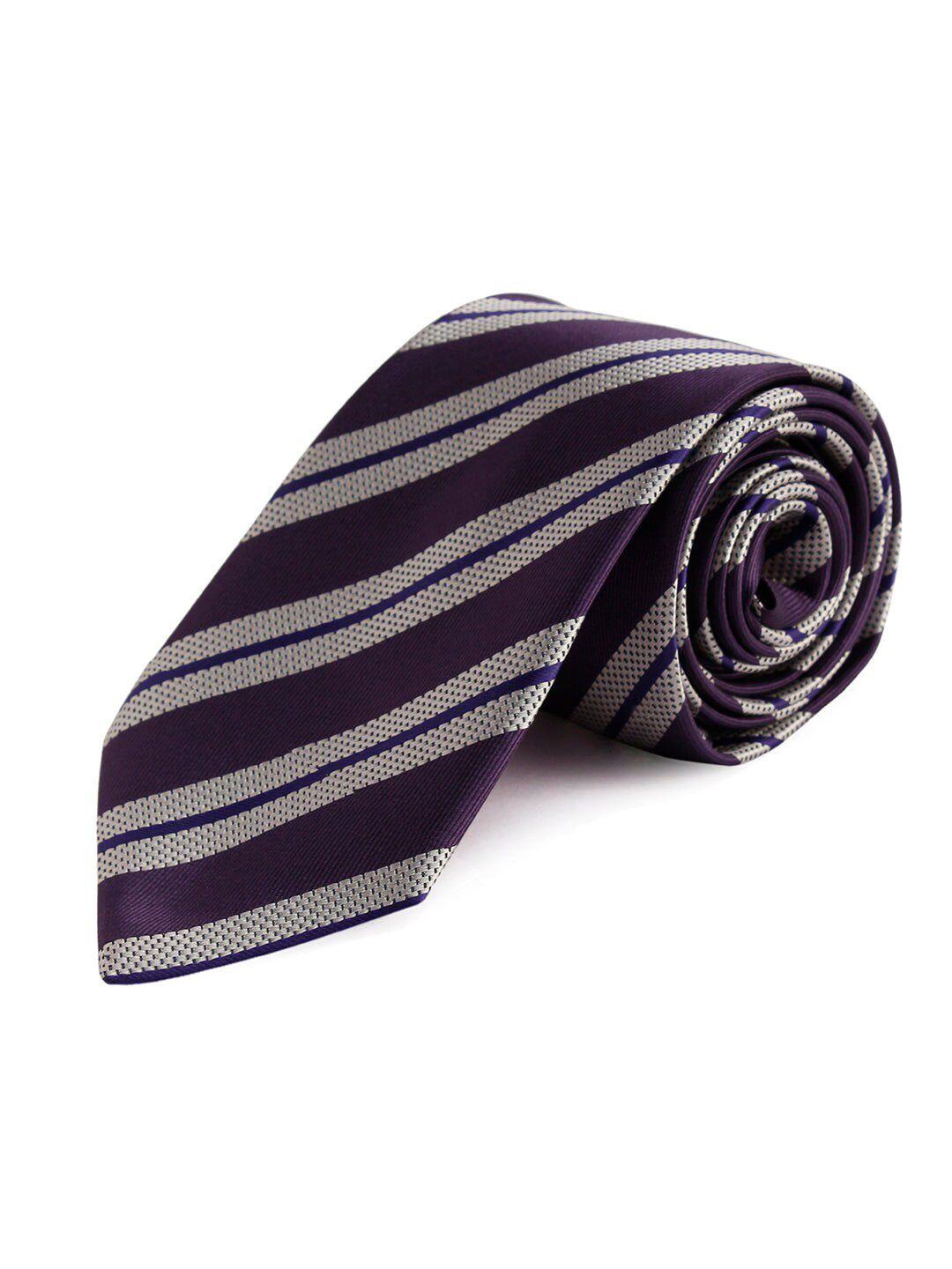 peluche men purple & white striped skinny tie