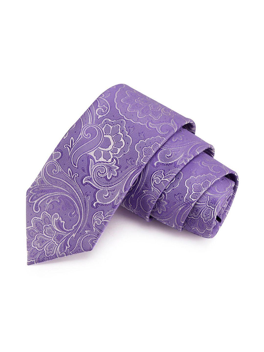 peluche men purple printed broad tie
