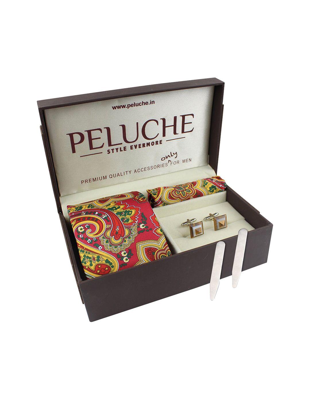 peluche men red & silver-toned accessory gift set