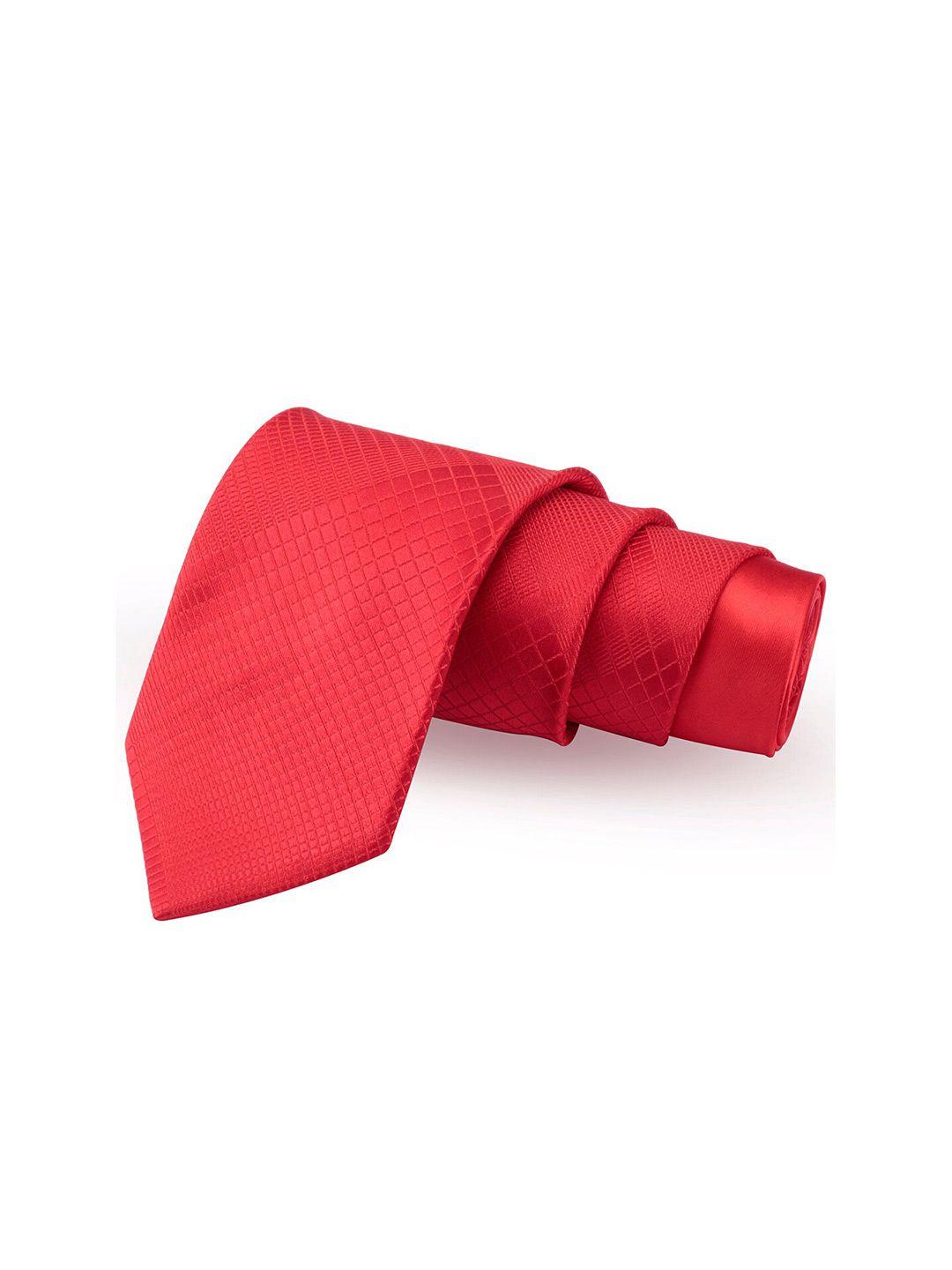 peluche men red woven design broad tie