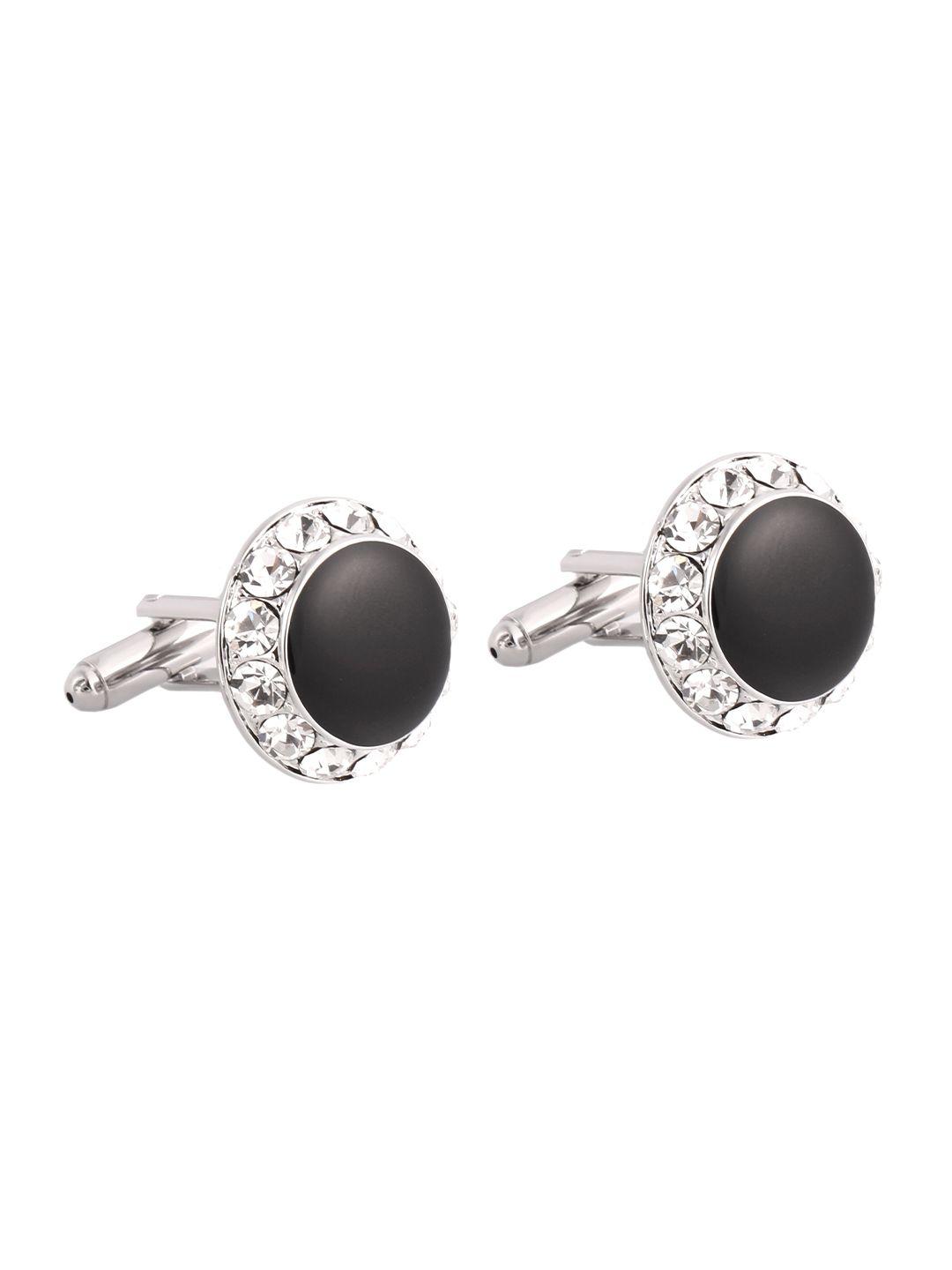 peluche men silver crystal & stone cufflinks