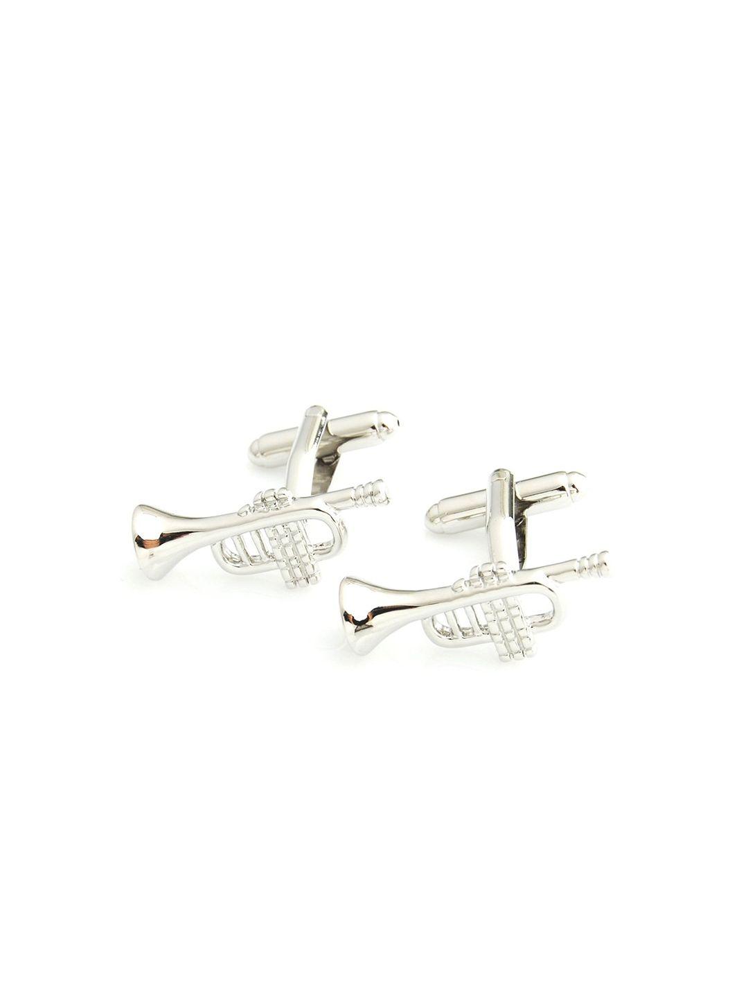 peluche men silver trumpet cufflinks