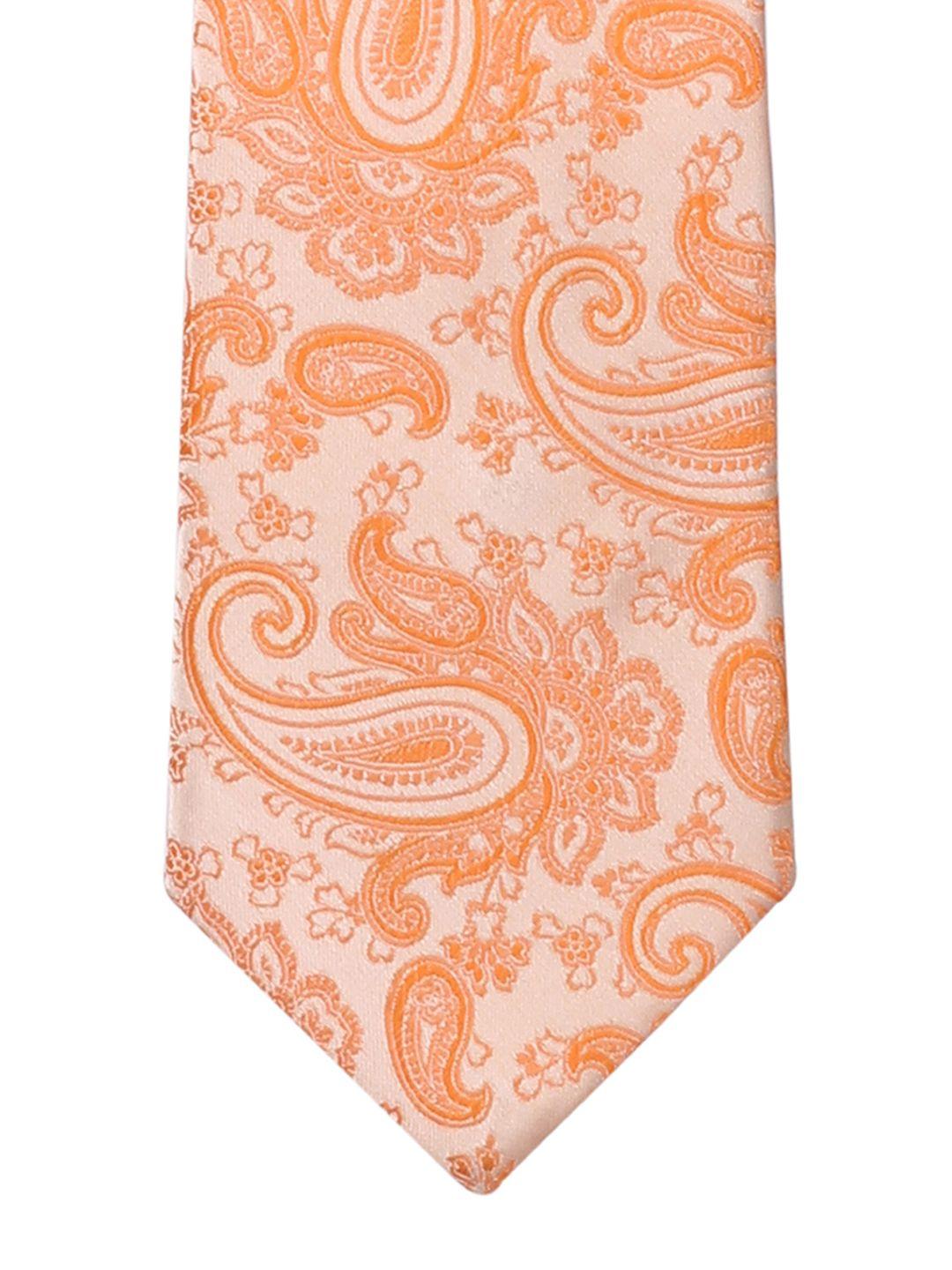 peluche orange woven design broad tie