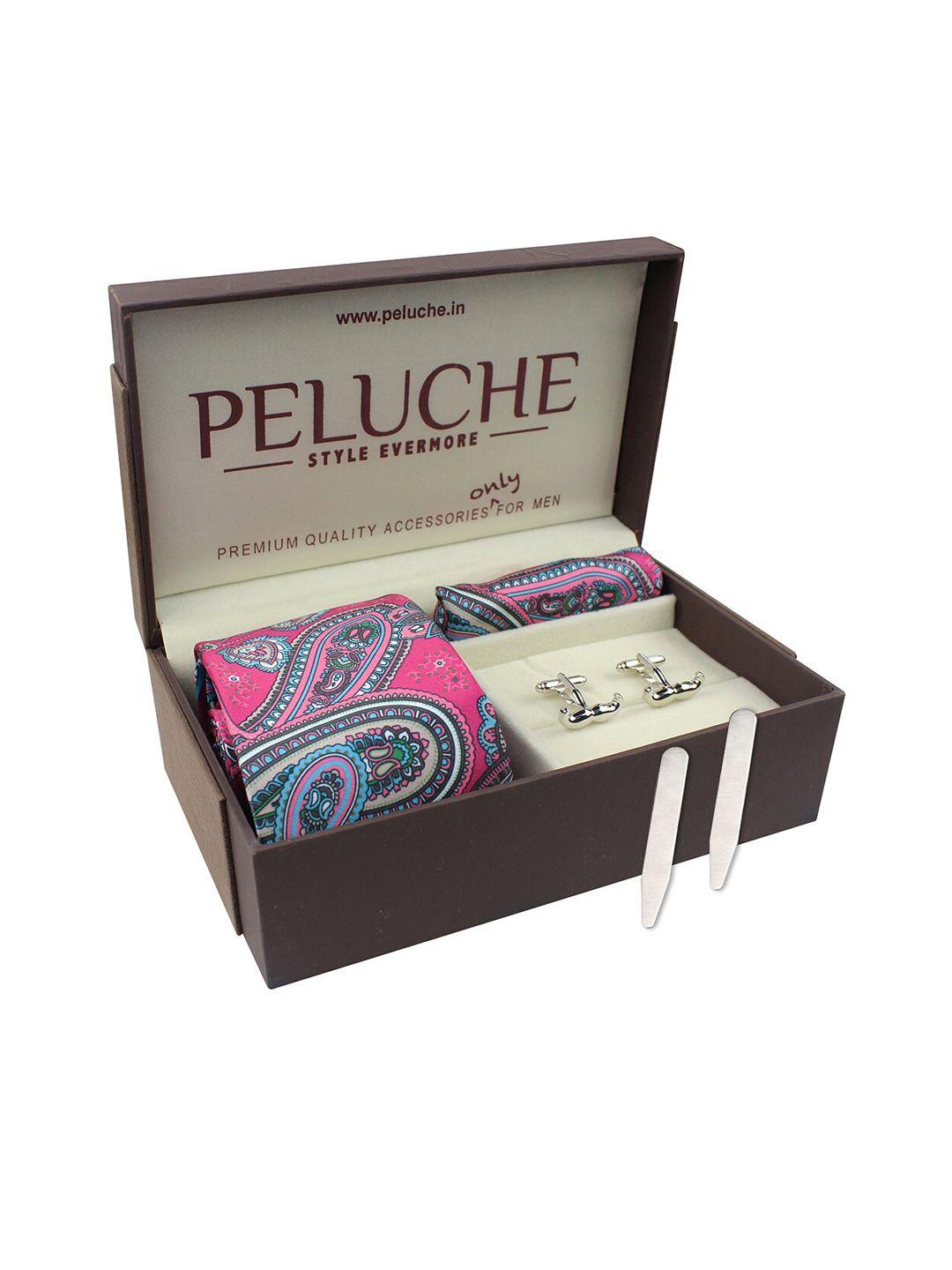 peluche pink & blue printed pure cotton accessory gift set