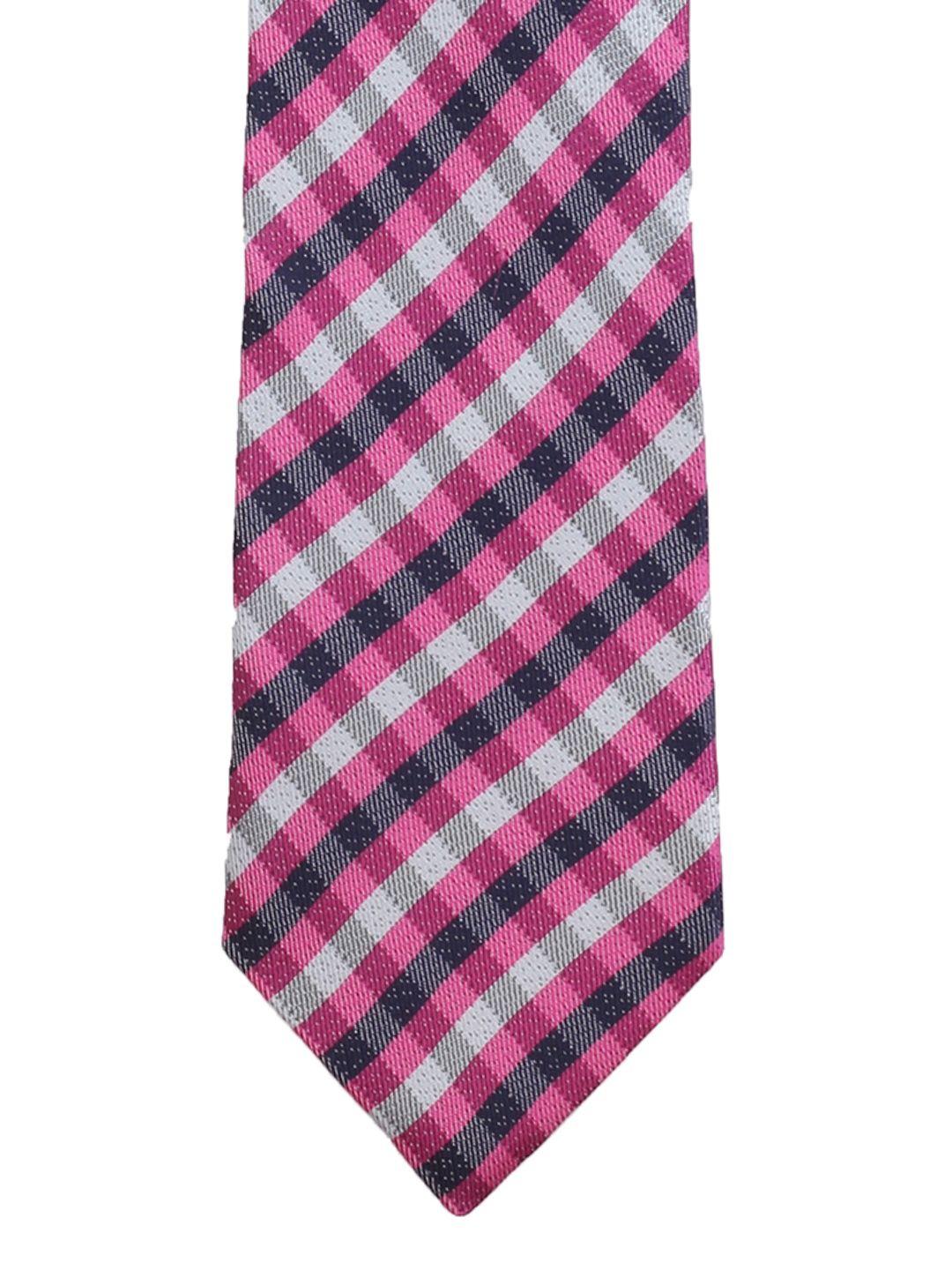 peluche pink checked broad tie