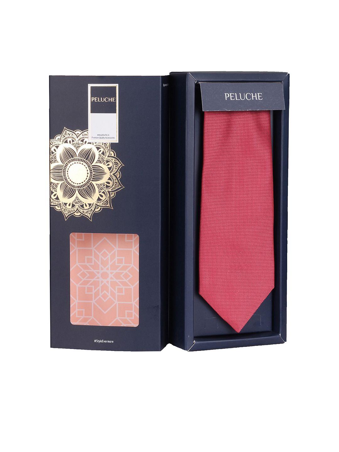 peluche pink printed broad tie