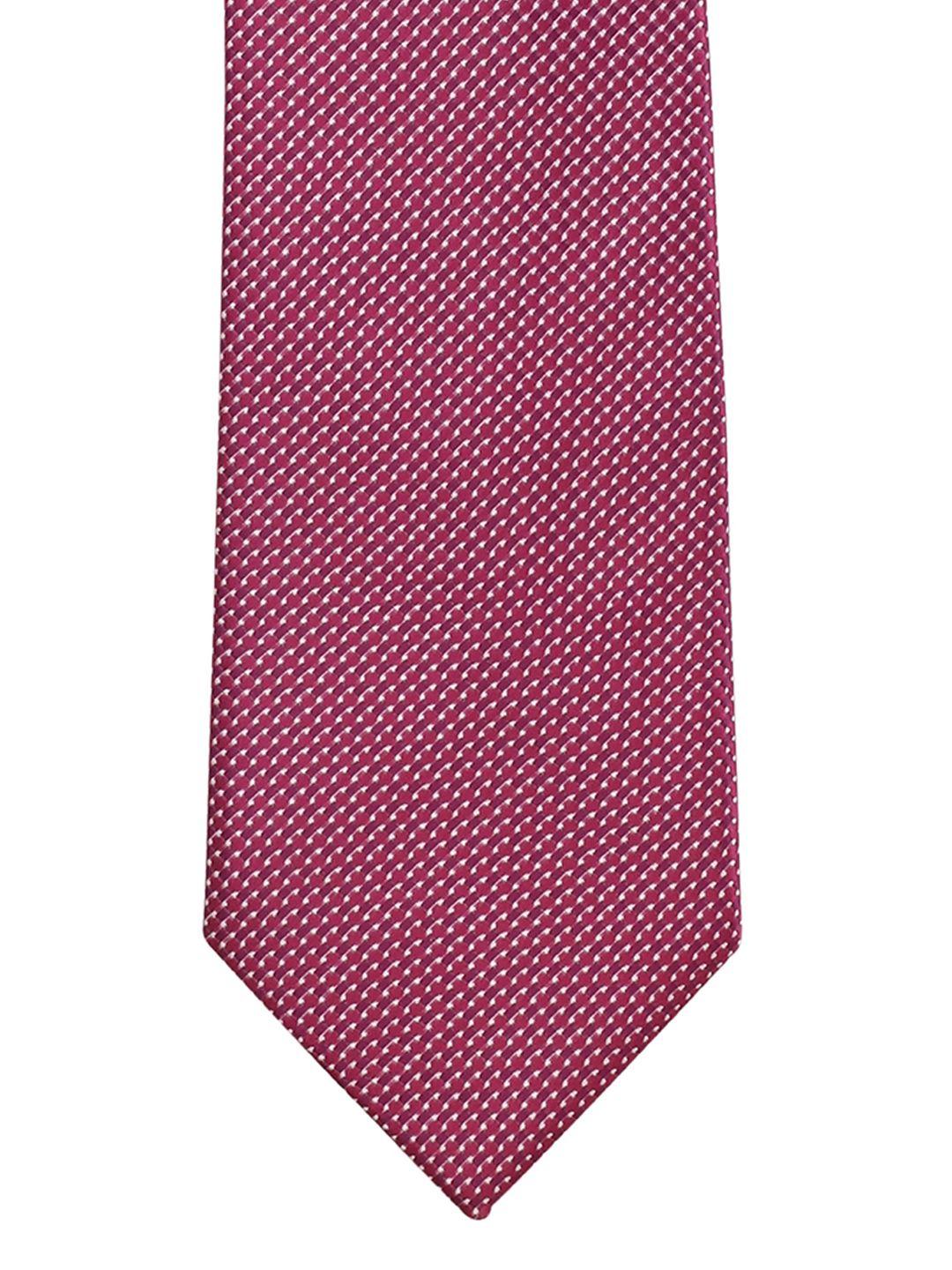 peluche pink woven design broad tie