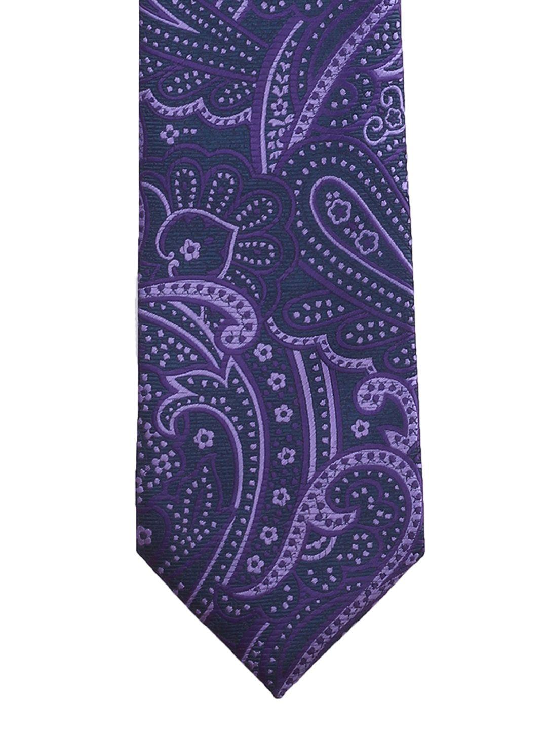 peluche purple & blue printed broad tie