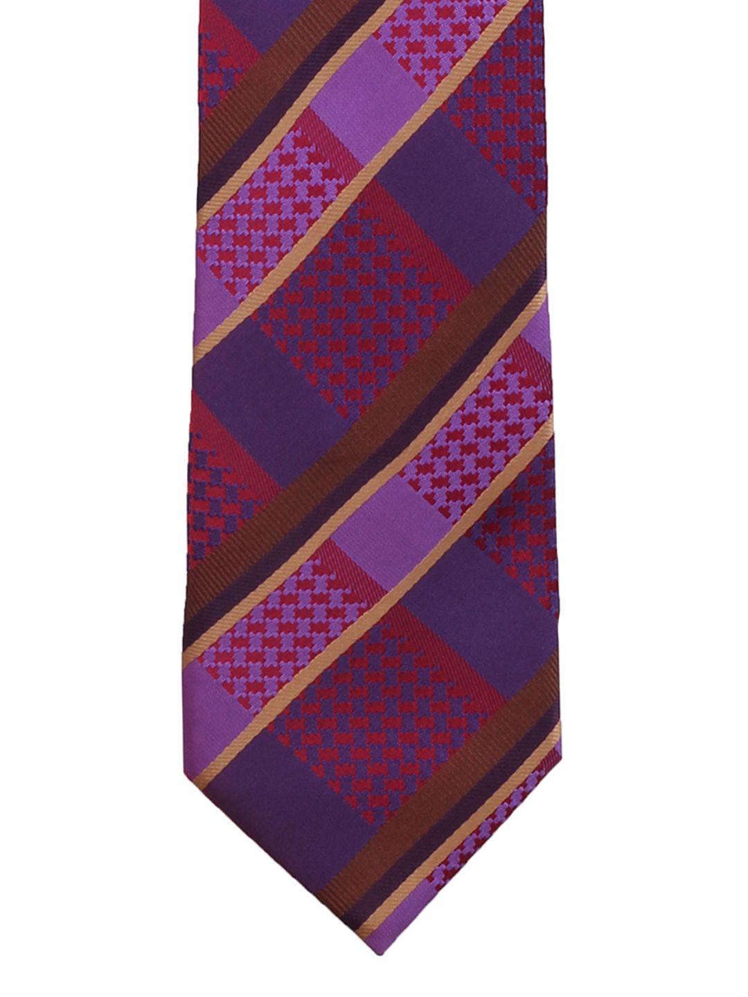 peluche purple & red woven design broad tie