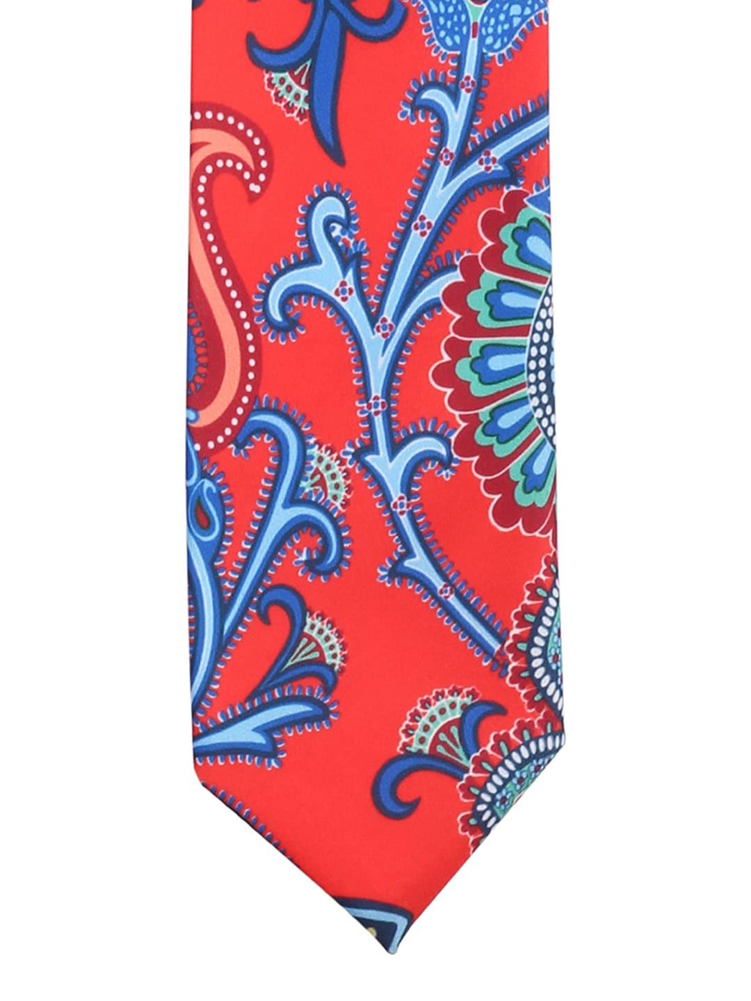 peluche red & multicoloured printed broad tie