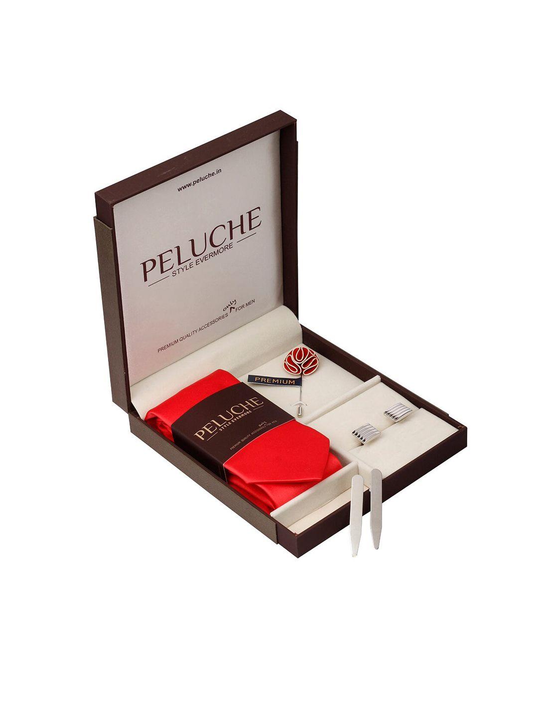 peluche red & silver-toned solid accessory gift set